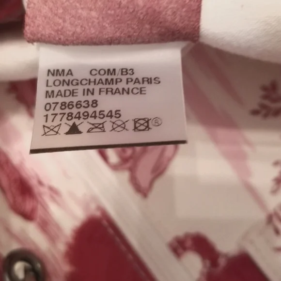 Longchamp Red & White Canvas Toile de Jouy Tote Bag - Picture 8 of 15